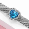 925 argent pour pandora charms bijoux perles Sparkling CZ Flower Hearts Clip charm set