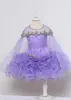 Girl Ruffle Cupcake Pageant Dress 2024 Crystal Cape Hot Coral Little Kid Birthday Formal National Party Gown Infant Toddler Teens Tiny Young Junior Miss Glitz Lilac
