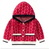 키즈 스웨터 겨울 따뜻한 소년 소녀 니트 카디건 패션 편지 후드 스웨터 자켓 코트 아웃웨어 아동 의류