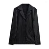 Camicette da donna Deeptown Black Striped Women Sexy con scollo a V Camicie slim stile coreano Top a maniche lunghe Tuniche casual femminili Moda