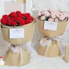 Flores decorativas caseiras com acabamento falso buquê de flores feito à mão rosa de malha decoração para casa casamento dia da namorada das mães