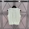 Summer New Knitted Undershirt Sleeveless T-shirt Hollow Three-dimensional Beadwork Decoration Comfortable Fabric High Quality Womens Clothing 55