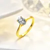 Bagues de grappe ovale 1 Moissanite diamant or jaune S925 bague en argent femmes fiançailles bijoux de mariage