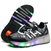 Sneakers Children Wheel Shoes Sports Leisure Kids Fashion med LED Breattable Casual Girls and Boys Roller Skatess 230626