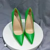 Sexy solide grüne Frau mit Zehenspitzen, hohen Absätzen, 8/10/12 cm, modischer Slip auf Stilettos, Damenkleid, formelle Schuhe, individuelle Pumps