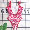 Designer maillot de bain rouge motif Bikini femmes une pièce maillots de bain Vintage maillot de bain avec soutien-gorge