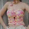 Zbiorniki damskie 2023 Summer Sexy Kobiety bez rękawów Camis French Floral Print Tubs Topy Y2K Streetwear Bez pasków Halterneck