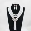 Necklace Earrings Set Black Crystal Fashion Wedding Orange Beads Statement Chunky Bib African Jewelry ABG102