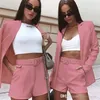 2023 New Style Summer Clothes Womens Solid Color Suit And Shorts Two Piece Set Including Belt