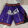 Herrenhose Raptor Weiß Lila Lässige Basketball-Sportshorts mit bestickter Taschenversion und Damenhose B5YP