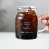 Tasses à café faites à la main créative géométrique motif anglais tasse à café transparente avec poignée haute tasse à eau en verre borosilicaté 450ML 230626