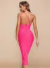 Peles beaukey outono mulheres sexy mulheres brancas hl bandagem bodycon pink quente um ombro sem costas para festa elegante celebridade vestido xl