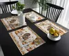 Paspaslar Şükran Günü Sonbahar Bitkileri Kabak Türkiye 46pcs Pad Placemat Mutfak Aksesuarları Yemek Masası Mat Coaster Festival Tablo 230625