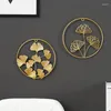 Stickers muraux Fer Art Feuille D'or Style Nordique Forme Décoration Suspendue Creative Métal Ronde Plateau Décor Pour Chambre Chambre