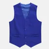 Men's Vests Work Uniform Pockets Unisex Waistcoat Slim Fit Solid Color Cashier