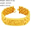 Bangle Luxury 24K Gold Color Dragon Bangles Bracelet for Women Men Couple Bracelet Cuban Chain Wedding Jewelry Valentines Day Gifts