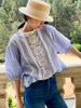 Camicette da donna GypsyLady Boho Ricamo Chic Camicetta Camicia Cotone Pizzo Patchwork Trasparente Allentato Estate Rosa Blu Donna Donna Top Vestidos