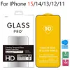 9D-Vollabdeckung aus gehärtetem Glas für iPhone 15 14 13 12 11 Mini Pro Max XR XS 6 7 8 Plus mit Einzelhandelsverpackung