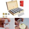 Coin Storage Box With Adjustment Pad 30/50/100PC Adjustable Wooden Commemorative Boxes Coin Capsules Collection Case Holder