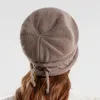 Beanies Women Winter Knit 1920s Vintage Bucket Hat Round Brim Warm Fashion Solid Color Simple