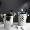 Bar Tools Fashionable and creative ice bucket Stainless steel golden hammer pattern ice bucket ice red wine champagne ice wine barrel 230625