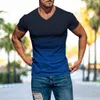 Herren-T-Shirts mit V-Ausschnitt, 3D-Druck, Freizeitkleidung, Sommer, übergroße Herren-Kurzarm-Tops, modische und vielseitige 2XL-Kleidung 230625