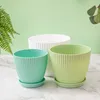 Planters POTS Set Plant Pot Succulent Plant Flower Pot With Tray Plant Container Plastic Plant Pot Modern Decorative Container R230621