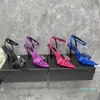 Designer Summer Fashion Shallow Mouth Pointed Sandals Luxury Satin Women's Ultra-High Heel Buckle Thin Heel Roman Open Toe Women Shoes Designer Factory Shoe