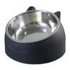 Cat Bowls Feeders Cat Dog Bowl 15 Degrees höjda rostfritt stål Non Slip Puppy Base Cat Food Drinking Water Feeder Tilt Neck Pet Bowl 230625