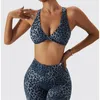 Yoga Outfit Dames BH Leopard Gedrukt Sexy Crossover Back Sportondergoed Ademend Sneldrogend Workout Running Crop Top Gymkleding