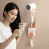 For Dayson Hair Dryer Holder Bathroom with Storage Rack Hands Free 360 Degrees Rotation Wall Mount Punch-free Multifunction