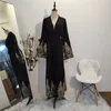 Vêtements ethniques européens et américains dentelle couture mode Slim Cardigan Robe Dubai Abaya Kimono caftans pour femmes robes musulmanes