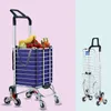 Shopping Carts Grocery Cart Folding Portable Shopping Aluminum Alloy Lightweight Step Climbing Trolley with Telescopic Rod 35L Big Capacity 230625