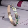 Bangles R X New Promotions Europe Fashion Jewelry 10MM Width Enamel Rose gold Stainless Steel Snap Bracelet Femme Filled Bangles