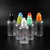 100 st 50 ml Pet Droper Bottle mycket transparent barnsäker säker plast Droper Bottle Squeezable Vapor Rainbow Caps Feggb