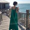 Dresses Suspenders Pleated Long Dress Women Summer Sleeveless Fashion Solid Loose Casual Sexy Backless Aline Dress Female Sundress