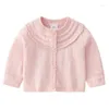 Jackets 2023 Autumn Winter Girls Knitted Kids Cardigan Coat 0-4Yrs Baby Cute Cloak Children Clothing