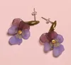 Orecchini a bottone CSxjd Orecchino Pansy in vero metallo bronzo Tre fiori Pianta Temperamento semplice Accessori femminili creativi