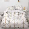 Conjuntos de cama de ouro branco padrão de mármore conjunto moderno 3d capa de edredom edredom roupa de cama twin queen king tamanho único moda luxo 230625