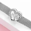 925 argent pour pandora charms bijoux perles Sparkling CZ Flower Hearts Clip charm set