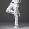 Jeans para hombres Broer Wang Men White Fashion Fashion Casual Classic Style Fit Slim Soft Possers Male Brand Advanced Stretch Pants J230814