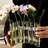 Vases Verre Clair Vase Tubes Ensemble Suspendu Fleur Titulaire Plante Conteneur pour Maisons Chambre Décor 230625