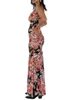 Sukienki swobodne Kobiety Kwiatowe sukienki Backappy Backappy Tie-U-Up Flower Print Slit Summer Hawaiian Long Party Maxi Prom (Czarnoczerwony