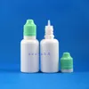 100 stycken 30 ml LDPE Vit färgplastflaska med dubbla bevis för att säkra barnsäkerhetskåpor och bröstvårtor för E CIG IWVIT