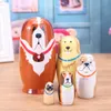 Dolls 5pcsSet Dog Type Basswood Matryoshka Dolls Handmade Russian Nesting Doll Toy Gift 230625