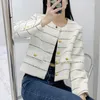 Frauen Jacken Landebahn Herbst koreanische Frauen Kleidung Slim Luxury Stripe Tweed Wolle hochwertige elegante Langarmantel Chic Jacke