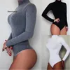 Combinaisons pour femmes barboteuses mode automne corps combinaison Sexy dame col roulé à manches longues moulante Body mince court 230625