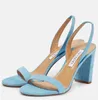 23S/S Elegant Summer So Nude Tie Pump Suede sexy playful back Party Wedding Bridal Footwear lady chunky High Heals BOX 35-43