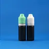 100 Sets/Lot 10ml Plastic Dropper BLACK Bottles Tamper Evident Child Double Proof Caps Long Thin Needle Tips e Vapor Liquid 10 mL Fxxir