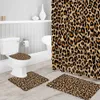 Douchegordijn Luipaard Print Cheetah Art Patroon Douchegordijn Toilet Seat Cover Set Wc Accessoires Mat Badkamer Decor BadgordijnenHKD230626